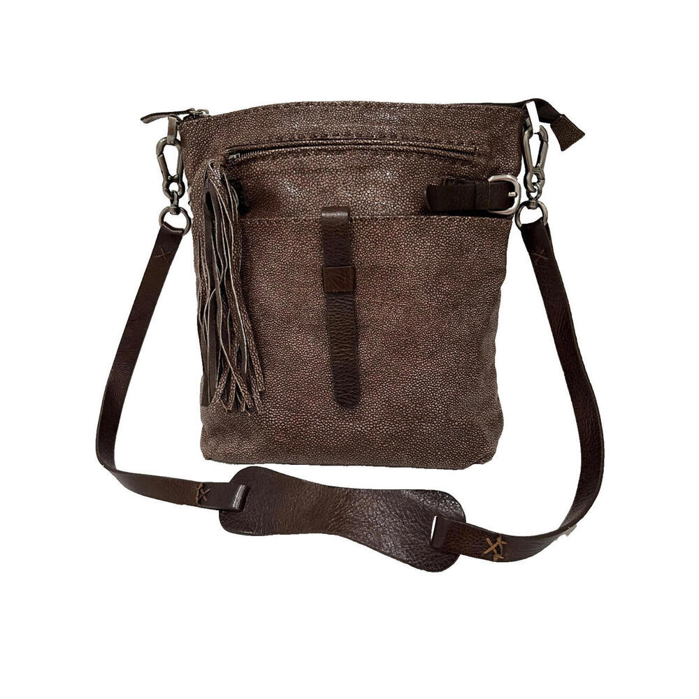 CARLA MANCINI METALLIC BROWN CROSSBODY